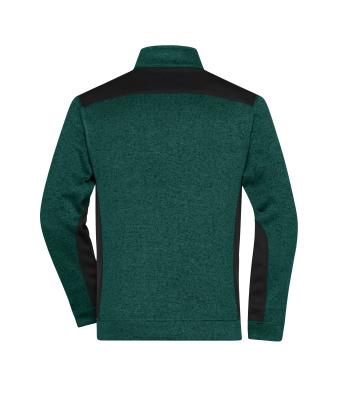 Heren Men's Knitted Workwear Fleece Jacket - STRONG - Donkergroen-melange/zwart 8537