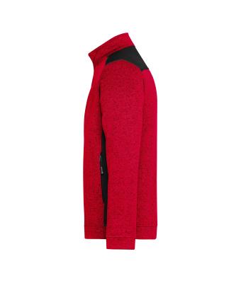 Heren Men's Knitted Workwear Fleece Jacket - STRONG - Rood-melange/zwart 8537
