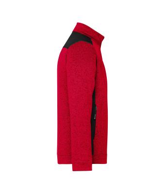 Heren Men's Knitted Workwear Fleece Jacket - STRONG - Rood-melange/zwart 8537