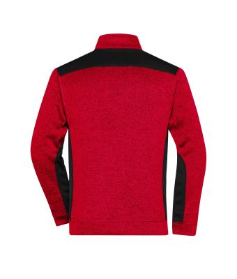 Heren Men's Knitted Workwear Fleece Jacket - STRONG - Rood-melange/zwart 8537