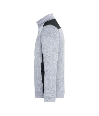 Herren Men's Knitted Workwear Fleece Jacket - STRONG - White-melange/carbon 8537