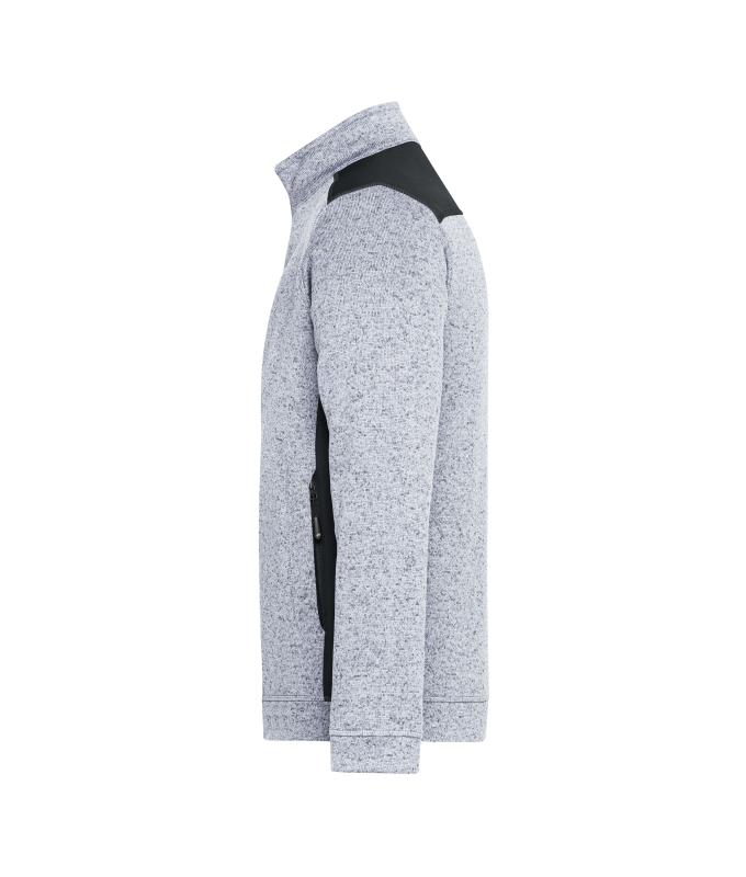 Men Men's Knitted Workwear Fleece Jacket - STRONG - White-melange/carbon 8537
