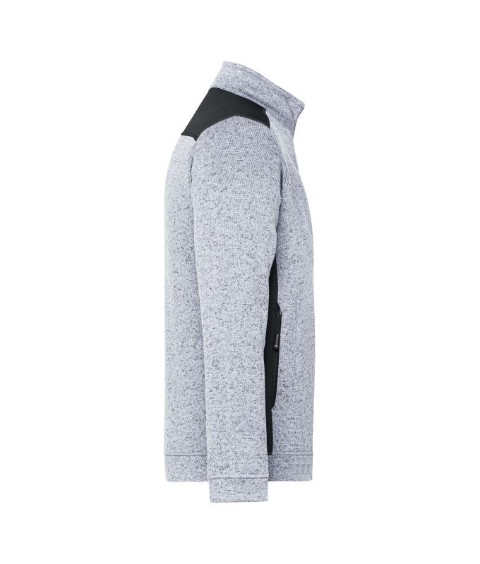Homme Veste workwear polaire tricotée homme - STRONG - Blanc-mélange/carbone 8537