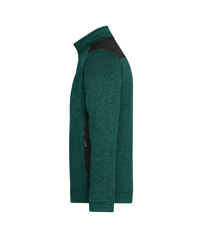 Homme Veste workwear polaire tricotée homme - STRONG - Vert-foncé-mélange/noir 8537