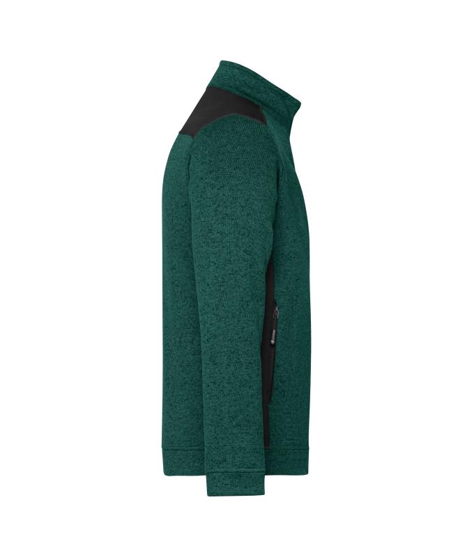 Homme Veste workwear polaire tricotée homme - STRONG - Vert-foncé-mélange/noir 8537