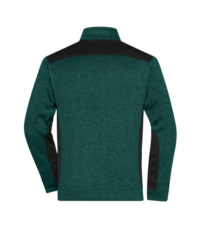 Homme Veste workwear polaire tricotée homme - STRONG - Vert-foncé-mélange/noir 8537