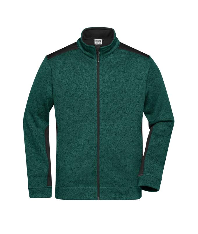 Homme Veste workwear polaire tricotée homme - STRONG - Vert-foncé-mélange/noir 8537