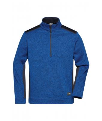 Unisex Men's Knitted Workwear Fleece Half-Zip - STRONG - Royal-melange