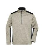 Unisex Men's Knitted Workwear Fleece Half-Zip - STRONG - Steen-melange/zwart 8538