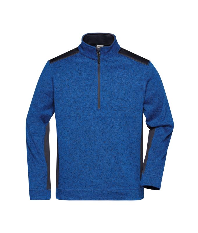 Unisex Men's Knitted Workwear Fleece Half-Zip - STRONG - Royal-melange/navy 8538