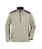 Unisex Men's Knitted Workwear Fleece Half-Zip - STRONG - Stone-melange/black 8538