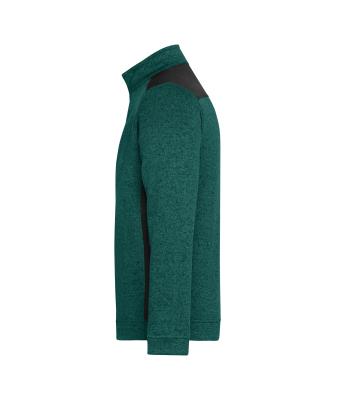 Unisex Men's Knitted Workwear Fleece Half-Zip - STRONG - Dark-green-melange/black 8538