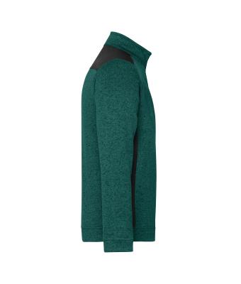 Unisex Men's Knitted Workwear Fleece Half-Zip - STRONG - Dark-green-melange/black 8538