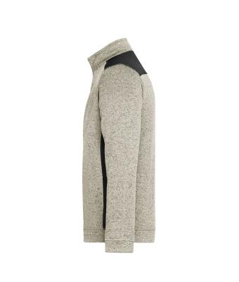 Unisex Men's Knitted Workwear Fleece Half-Zip - STRONG - Stone-melange/black 8538