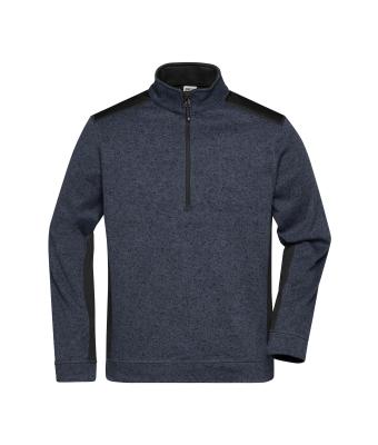 Unisex Men's Knitted Workwear Fleece Half-Zip - STRONG - Carbon-melange/zwart 8538