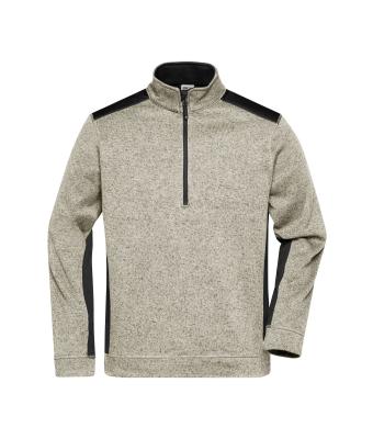 Unisex Men's Knitted Workwear Fleece Half-Zip - STRONG - Steen-melange/zwart 8538