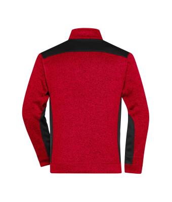 Unisex Men's Knitted Workwear Fleece Half-Zip - STRONG - Rood-melange/zwart 8538