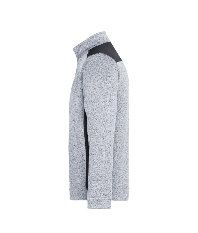 Unisex Men's Knitted Workwear Fleece Half-Zip - STRONG - White-melange/carbon 8538