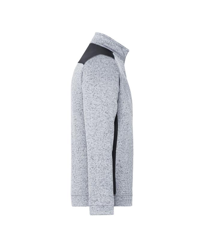 Unisex Men's Knitted Workwear Fleece Half-Zip - STRONG - White-melange/carbon 8538