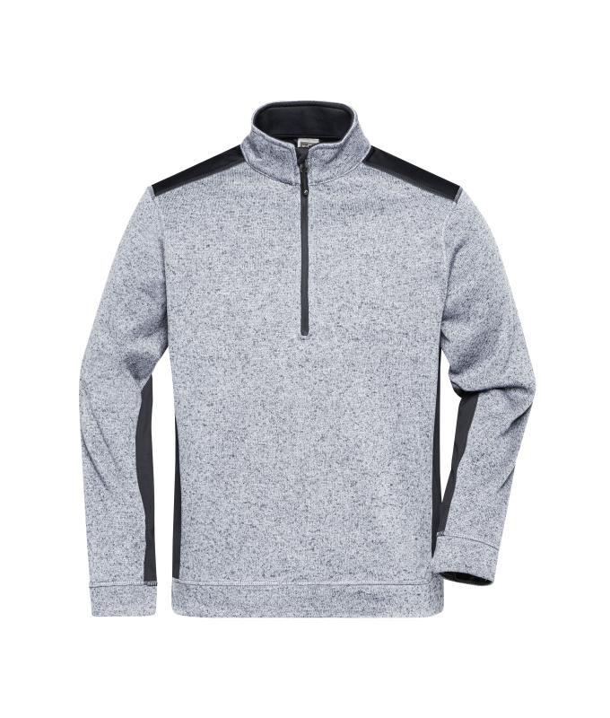 Unisex Men's Knitted Workwear Fleece Half-Zip - STRONG - Wit-melange/carbon 8538