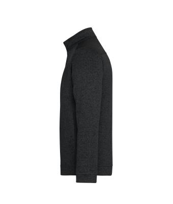 Unisex Men's Knitted Workwear Fleece Half-Zip - STRONG - Zwart/zwart 8538