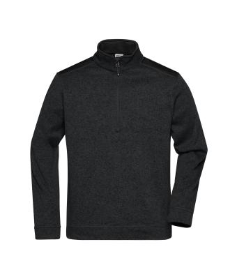 Unisex Men's Knitted Workwear Fleece Half-Zip - STRONG - Zwart/zwart 8538