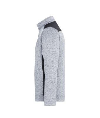 Unisexe Veste workwear polaire tricoté demi-zip - STRONG - Blanc-mélange/carbone 8538