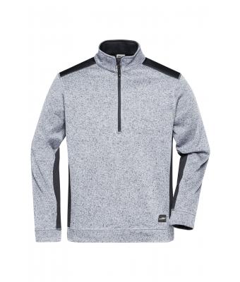 Unisexe Veste workwear polaire tricoté demi-zip - STRONG - Blanc-mélange/carbone 8538