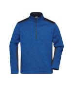 Unisexe Veste workwear polaire tricoté demi-zip - STRONG - Royal-mélange/marine 8538