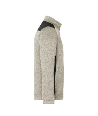 Unisexe Veste workwear polaire tricoté demi-zip - STRONG - Pierre-mélange/noir 8538