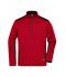 Unisexe Veste workwear polaire tricoté demi-zip - STRONG - Rouge-mélange/noir 8538