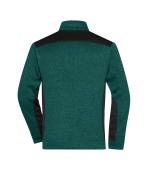 Unisexe Veste workwear polaire tricoté demi-zip - STRONG - Vert-foncé-mélange/noir 8538