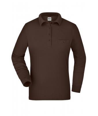 Damen Ladies' Workwear Polo Pocket Longsleeve Brown 8539
