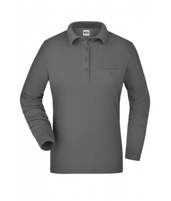 Dames Ladies' Workwear Polo Pocket Longsleeve Donkergrijs 8539