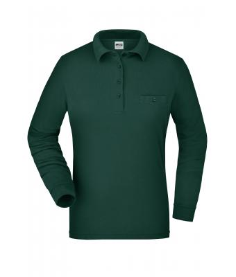 Dames Ladies' Workwear Polo Pocket Longsleeve Donkergroen 8539