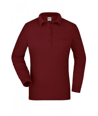 Damen Ladies' Workwear Polo Pocket Longsleeve Wine 8539