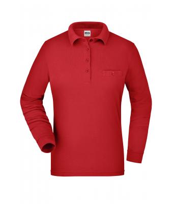 Femme Polo workwear femme manches longues et poche poitrine Rouge 8539