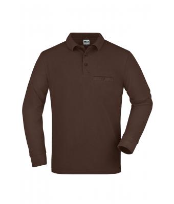 Heren Men's Workwear Polo Pocket Longsleeve Bruin 8540