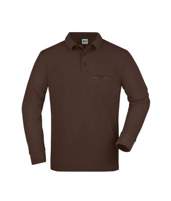 Homme Polo workwear homme manches longues et poche poitrine Marron 8540