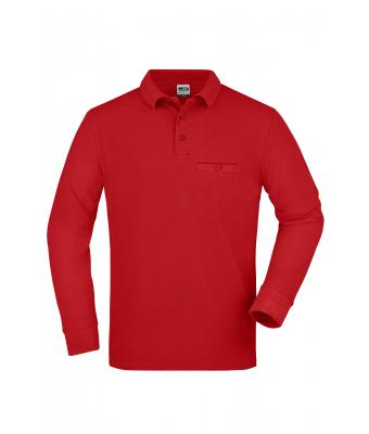 Homme Polo workwear homme manches longues et poche poitrine Rouge 8540