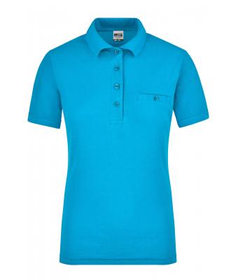 Damen Ladies' Workwear Polo Pocket Turquoise 8541