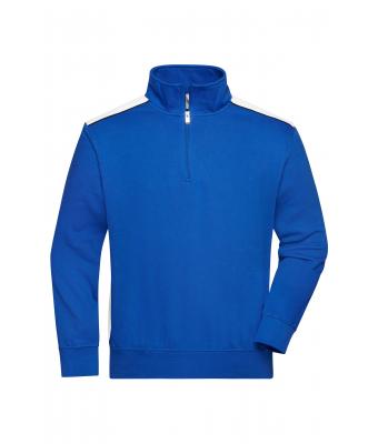 Unisexe Sweat-shirt workwear demi-zip - COLOR - Royal/blanc 8542