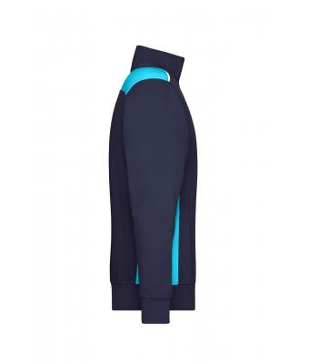 Unisexe Sweat-shirt workwear demi-zip - COLOR - Marine/turquoise 8542