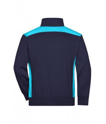 Unisexe Sweat-shirt workwear demi-zip - COLOR - Marine/turquoise 8542
