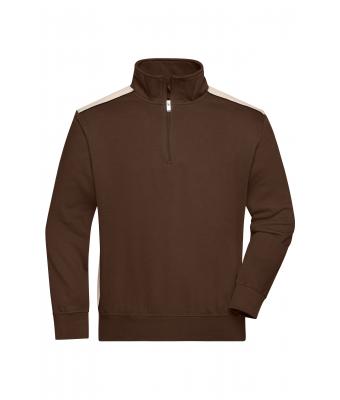 Unisexe Sweat-shirt workwear demi-zip - COLOR - Marron/pierre 8542