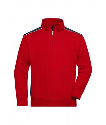 Unisexe Sweat-shirt workwear demi-zip - COLOR - Rouge/marine 8542