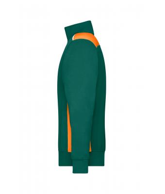 Unisexe Sweat-shirt workwear demi-zip - COLOR - Vert-foncé/orange 8542