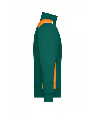 Unisexe Sweat-shirt workwear demi-zip - COLOR - Vert-foncé/orange 8542