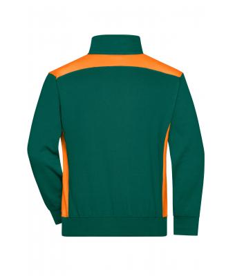 Unisexe Sweat-shirt workwear demi-zip - COLOR - Vert-foncé/orange 8542