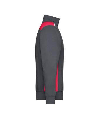 Unisex Workwear Half-Zip Sweat - COLOR - Carbon/rood 8542